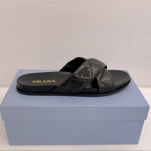 Prada | Logo Cross Strap Slide Sandal Size 9.5 US/39.5 IT